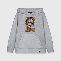 Толстовка детская хлопковая Лицо девушки из обрезков газет и журналов, цвет: меланж