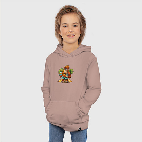 Детская толстовка-худи Орангутанг на отдыхе / Пыльно-розовый – фото 3