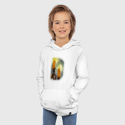 Детская толстовка-худи Две свечи на подсвечнике / Белый – фото 3