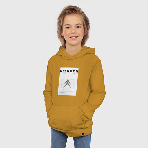 Детская толстовка-худи Citroen логотип / Горчичный – фото 3