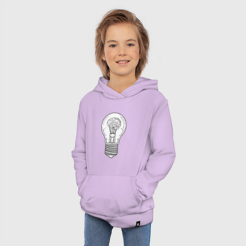 Детская толстовка-худи Мозг и лампочка / Лаванда – фото 3