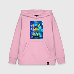 Толстовка детская хлопковая Funny neon Pikachu под энергетическим барьером - a, цвет: светло-розовый