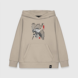 Толстовка детская хлопковая Традиционный японский журавль, цвет: миндальный
