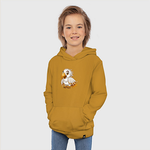 Детская толстовка-худи Белый попугай / Горчичный – фото 3