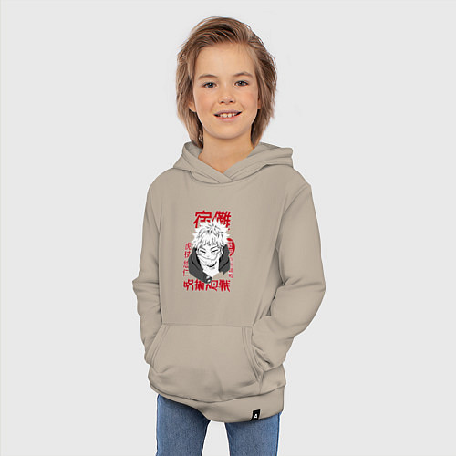 Детская толстовка-худи Магическая битва Итадори Itadori / Миндальный – фото 3