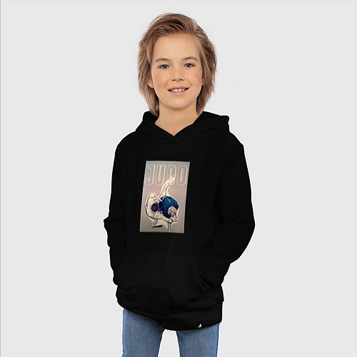 Детская толстовка-худи Дзюдо бросок через бедро / Черный – фото 3