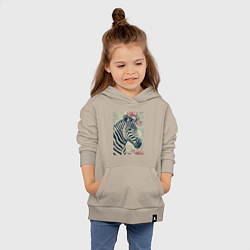 Толстовка детская хлопковая Зебра с цветком, цвет: миндальный — фото 2