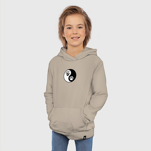 Детская толстовка-худи Инь ян символ квадробика / Миндальный – фото 3