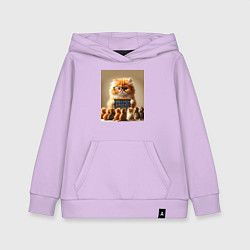 Толстовка детская хлопковая Рыжий кот учитель английского языка - нейроарт, цвет: лаванда