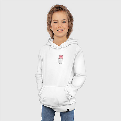 Детская толстовка-худи Розовый поросенок в кармане / Белый – фото 3