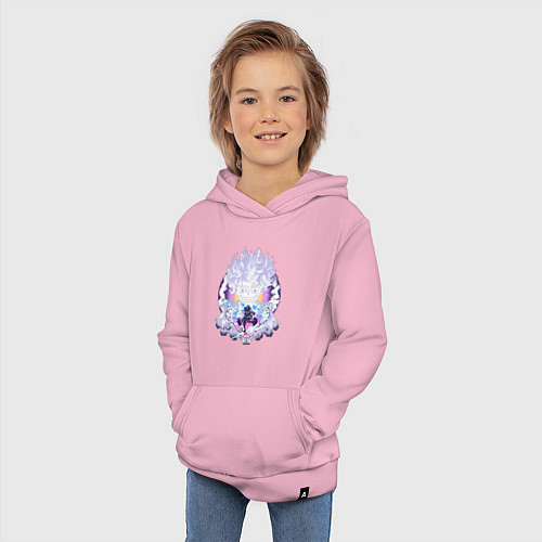 Детская толстовка-худи Ван-Пис Луффи йонко / Светло-розовый – фото 3