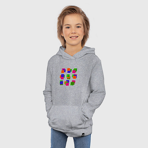 Детская толстовка-худи Квадраты цветные / Меланж – фото 3