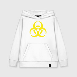 Толстовка детская хлопковая Токсик - знак биоопасности, цвет: белый