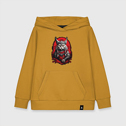 Толстовка детская хлопковая Кот викинг, цвет: горчичный
