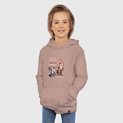 Толстовка детская хлопковая Клинок рассекающий демонов Ренгоку мощь и скорость, цвет: пыльно-розовый — фото 2