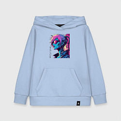 Толстовка детская хлопковая Cyber girl - pop art fantasy, цвет: мягкое небо