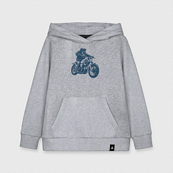 Толстовка детская хлопковая Ротвейлер байкер на мотоцикле чоппере, цвет: меланж