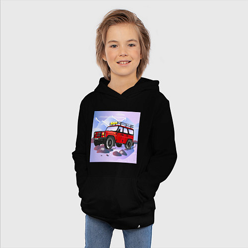 Детская толстовка-худи Внедорожник УАЗ Хантер / Черный – фото 3