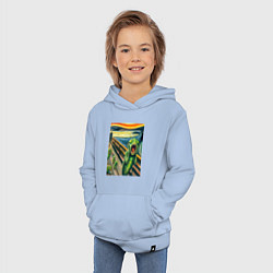 Толстовка детская хлопковая Кузнечик кричит на картине Эдварда Мунка - мем иск, цвет: мягкое небо — фото 2