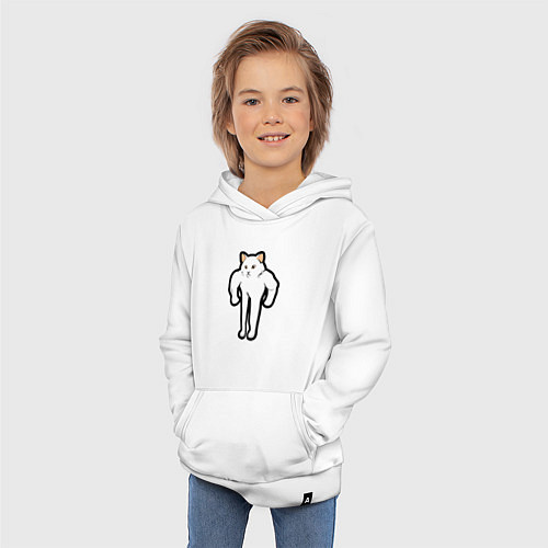 Детская толстовка-худи Кот качок / Белый – фото 3