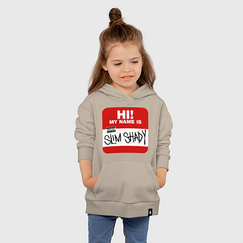 Детская толстовка-худи Eminem - slim shady sticker / Миндальный – фото 4