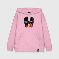 Толстовка детская хлопковая Мойте руки, цвет: светло-розовый