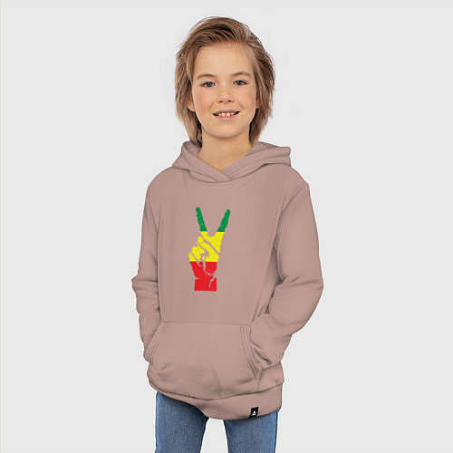 Детская толстовка-худи Jamaica peace / Пыльно-розовый – фото 3