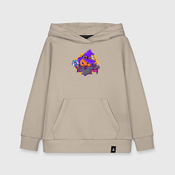 Толстовка детская хлопковая Тыква геймер, цвет: миндальный
