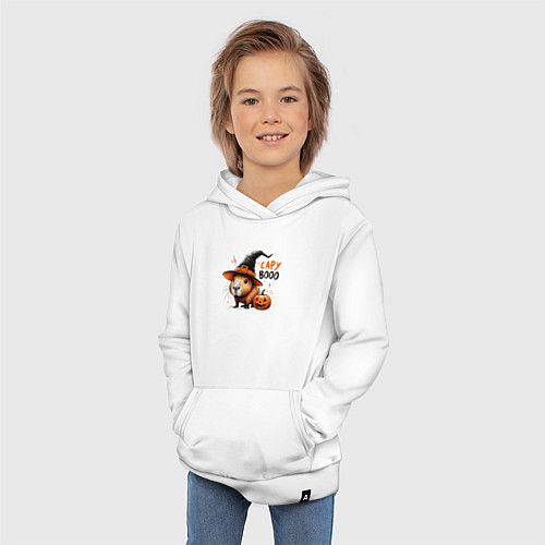 Детская толстовка-худи Capybara in halloween on / Белый – фото 3