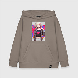 Толстовка детская хлопковая Аниме девочка сердце, цвет: утренний латте