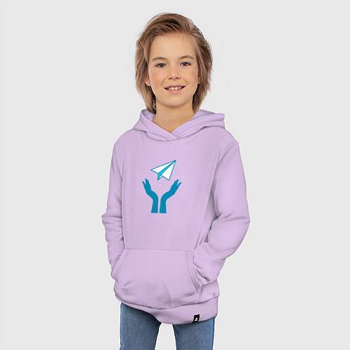 Детская толстовка-худи Самолет телеграм / Лаванда – фото 3