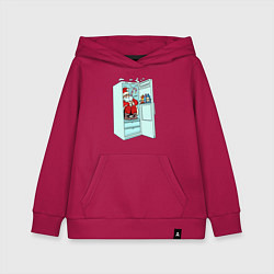Толстовка детская хлопковая Санта в холодильнике, цвет: маджента