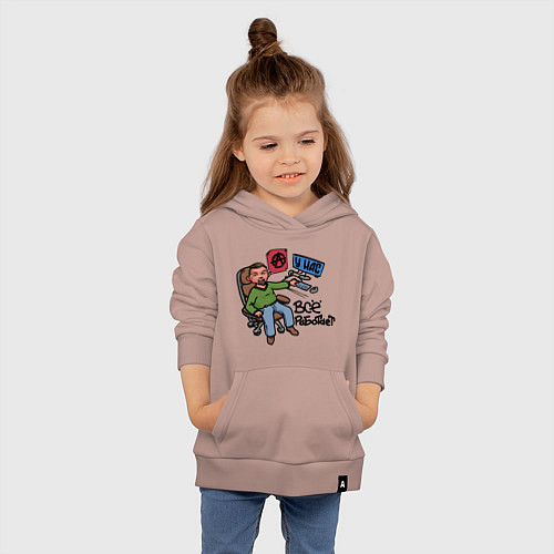 Детская толстовка-худи Всё работает / Пыльно-розовый – фото 4