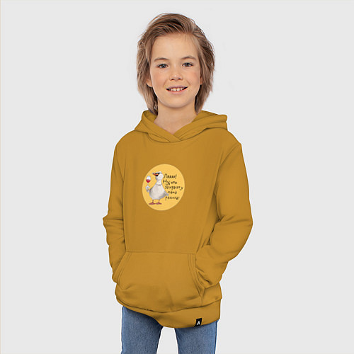Детская толстовка-худи Гусь с бокалом / Горчичный – фото 3