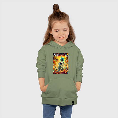 Детская толстовка-худи Морти и Рик - скелеты / Авокадо – фото 4