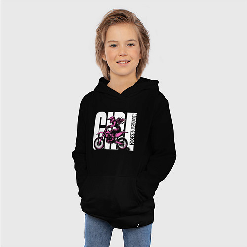Детская толстовка-худи Girl motocross / Черный – фото 3