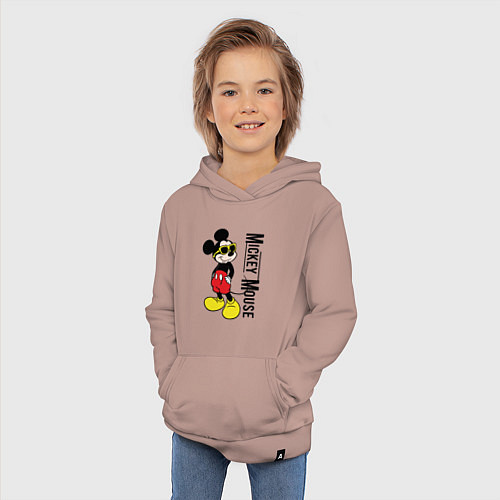 Детская толстовка-худи Микки Маус и надпись / Пыльно-розовый – фото 3