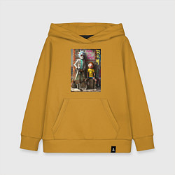 Толстовка детская хлопковая Бородатый Рик и Морти - панк жив, цвет: горчичный