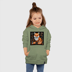 Толстовка детская хлопковая Лиса в ночном лесу, цвет: авокадо — фото 2