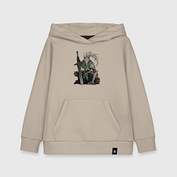 Толстовка детская хлопковая Боевой пехотинец в броне, цвет: миндальный