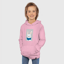 Толстовка детская хлопковая Снежный кролик с шарфом, цвет: светло-розовый — фото 2