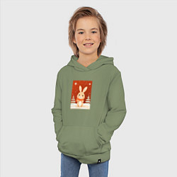 Толстовка детская хлопковая Снежный милый кролик, цвет: авокадо — фото 2