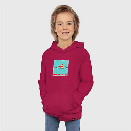 Детская толстовка-худи Новогодние совы с подарками / Маджента – фото 3