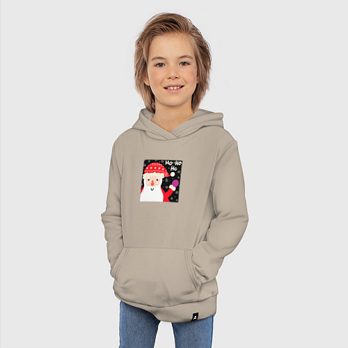 Детская толстовка-худи Дед мороз приветствует / Миндальный – фото 3