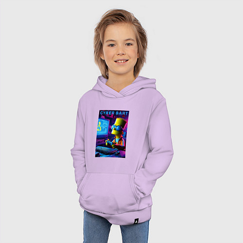 Детская толстовка-худи Cyber Bart is an avid gamer / Лаванда – фото 3
