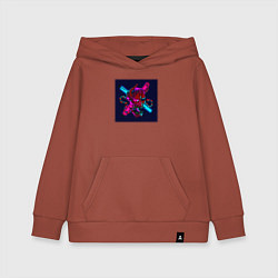 Толстовка детская хлопковая Неоновый демон они, цвет: кирпичный