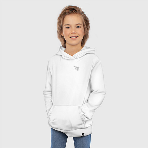 Детская толстовка-худи Таня вязью - чёрная надпись / Белый – фото 3