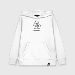 Толстовка детская хлопковая Biohazard черно белый, цвет: белый