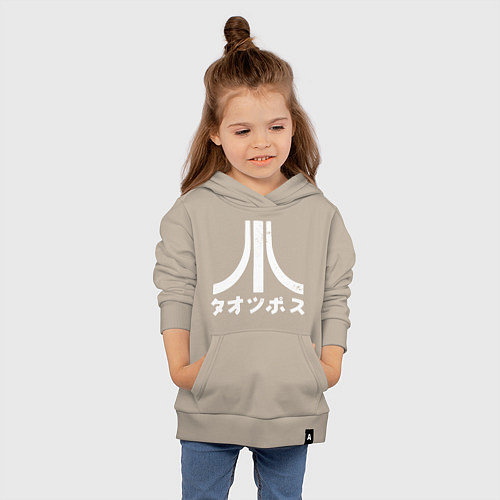 Детская толстовка-худи Атари японский и английский логотипы / Миндальный – фото 4