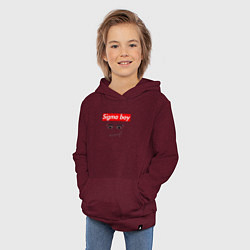 Толстовка детская хлопковая Sigma boy roblox face - gaming meme collab, цвет: меланж-бордовый — фото 2